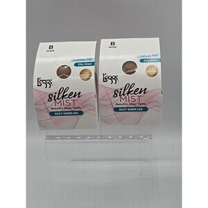 New L'eggs Silken Mist Control Top Silky Sheer Leg Pantyhose NUDE Size B (2)